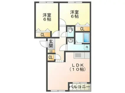 マリンパレス(2LDK/2階)の間取り写真