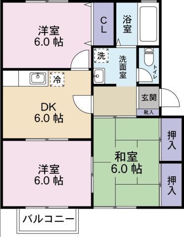 フレグランス121(3DK/2階)の間取り写真