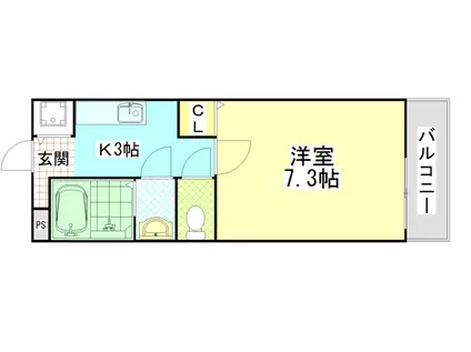 ベルドミール末広III番館(1K/2階)の間取り写真