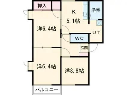 グリーンハイツ石井(3K/1階)の間取り写真