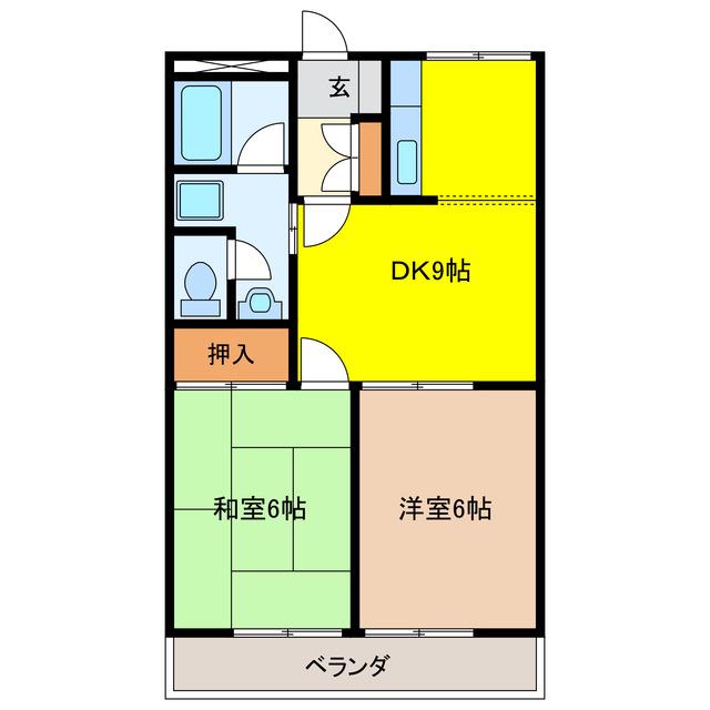 ハイムエスポワール(2DK/2階)の間取り写真