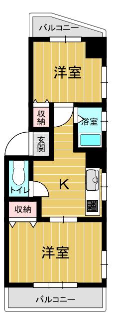 東大和ビル(2K/2階)の間取り写真