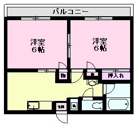 メゾンこすもすA棟(2K/2階)の間取り写真