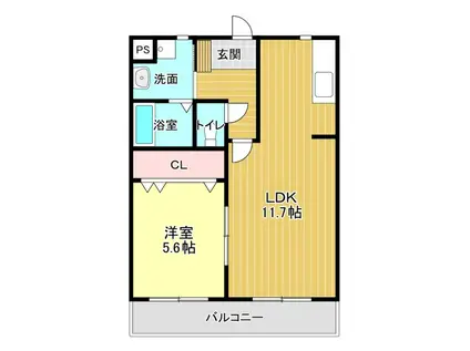 ウィング・イヌイ(1LDK/2階)の間取り写真