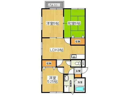 トロイメライI(3DK/2階)の間取り写真