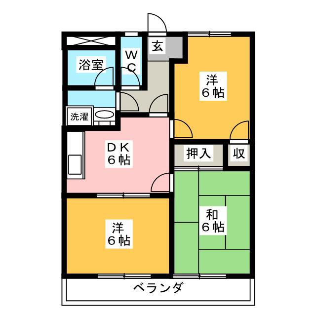 ハイツ園城(3DK/4階)の間取り写真