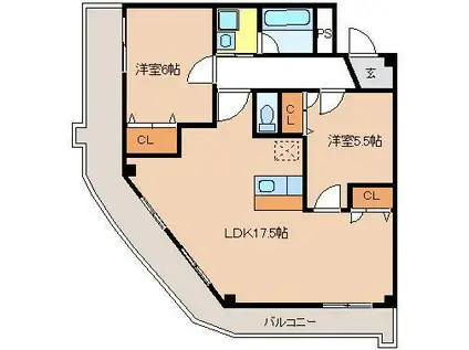 ファイブシティ(2LDK/2階)の間取り写真