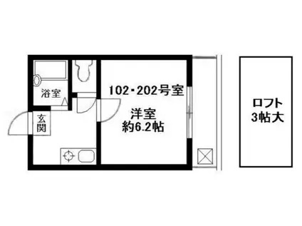 ウェール春日(1K/2階)の間取り写真