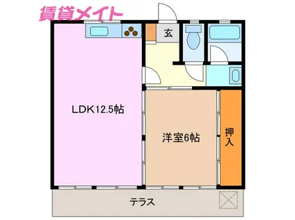 コーポ葵(1LDK/1階)の間取り写真