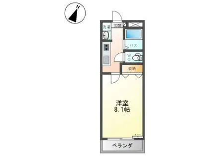 レジデンス・ウィロー II(1K/1階)の間取り写真