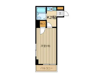 ティーケーマンション(1K/2階)の間取り写真