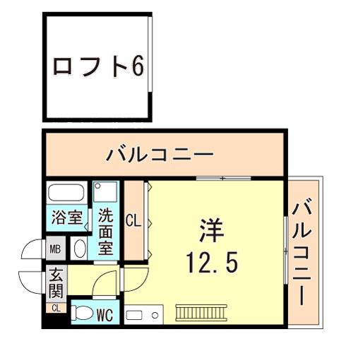 ロイヤルアーク(ワンルーム/5階)の間取り写真