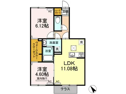 LALLURE(2LDK/1階)の間取り写真