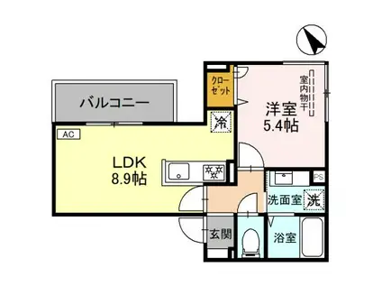 ハレレア(1LDK/3階)の間取り写真