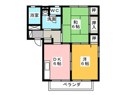 T・TOWNエクセレンスB(2K/2階)の間取り写真