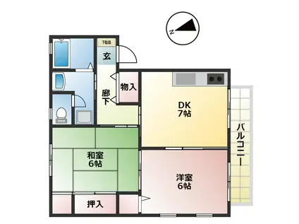 しろがねハイツ(2DK/1階)の間取り写真