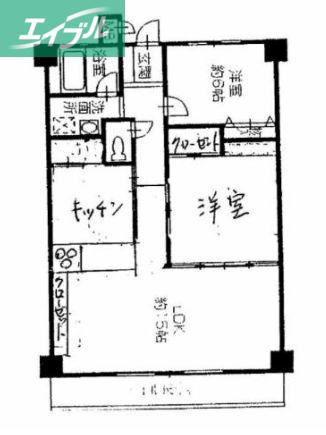 サニーハイム岡山(2LDK/3階)の間取り写真