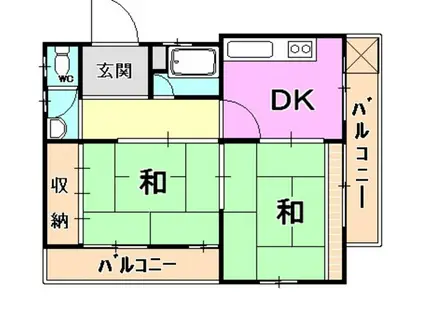 三楽レジデンス(2DK/4階)の間取り写真