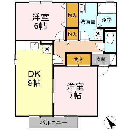 アドミレー樹太(2DK/2階)の間取り写真