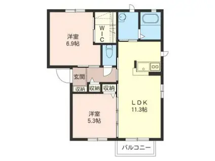 ラウンドパディ―B(2LDK/2階)の間取り写真