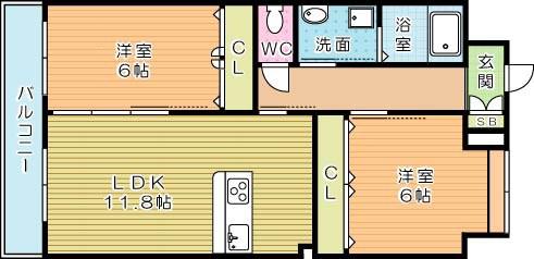 LEAD大手町(2LDK/7階)の間取り写真