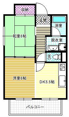 グランデ松原(2LDK/2階)の間取り写真