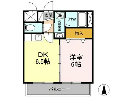 ティアレ高坂(1DK/2階)の間取り写真