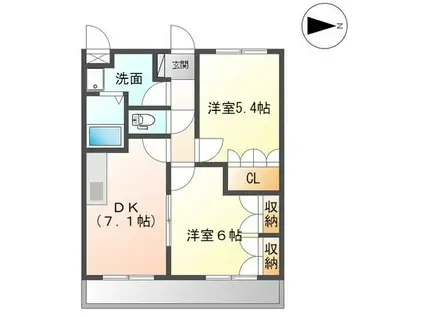 ポラリス(2DK/1階)の間取り写真