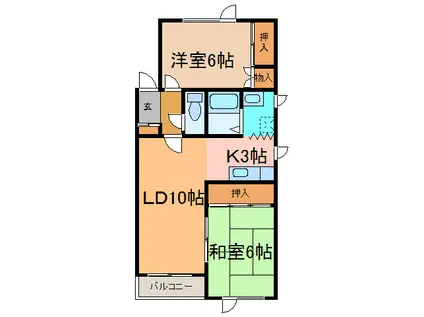 メゾン195(2LDK/2階)の間取り写真