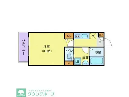 ジーメゾン鎌ケ谷東道野辺アマーレ(1K/2階)の間取り写真