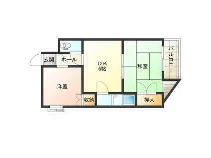 サンロードマンション(2DK/6階)の間取り写真