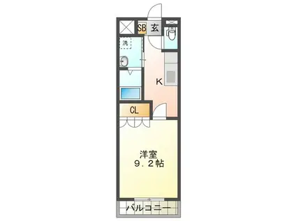 リヴァージュA棟(1K/1階)の間取り写真