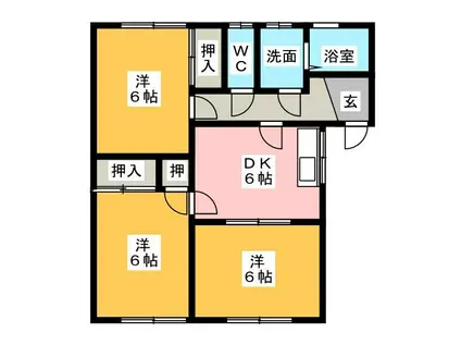 ロワールヤマダ C(3DK/1階)の間取り写真
