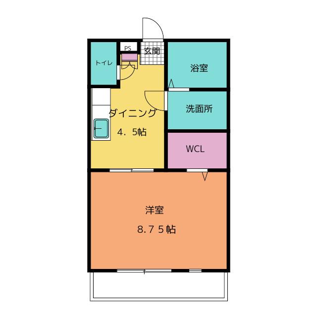 ボナール03 B棟(1DK/1階)の間取り写真