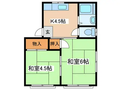 コーポ高木(2K/2階)の間取り写真