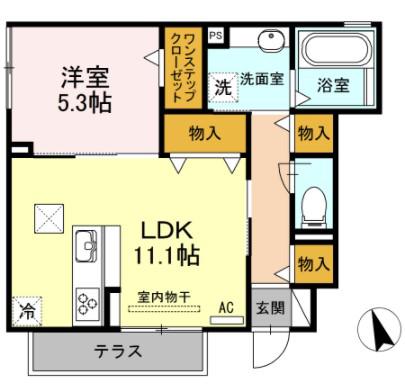 ラ ティエラ(1LDK/1階)の間取り写真
