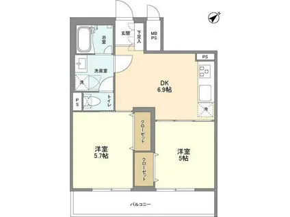 メゾン・ド・白山(2DK/2階)の間取り写真