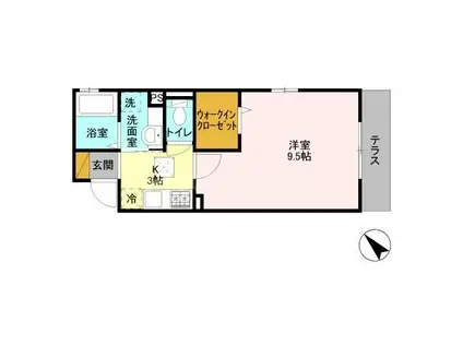 グランシャリオ(1K/1階)の間取り写真