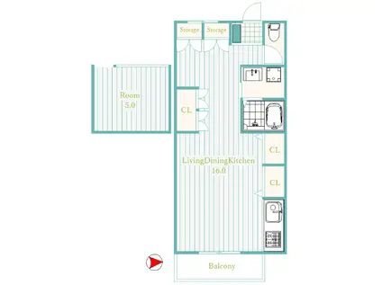 サンパレス(1K/2階)の間取り写真