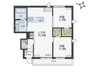 メゾンユイット(2LDK/1階)の間取り写真