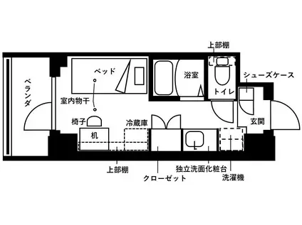 キャンパスヴィレッジ生田(ワンルーム/2階)の間取り写真