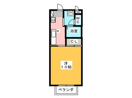 A&N HILLS C(1K/1階)の間取り写真