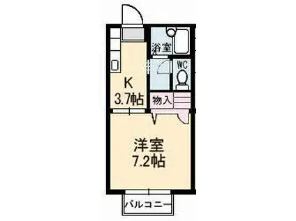 ベルエアA(1K/2階)の間取り写真