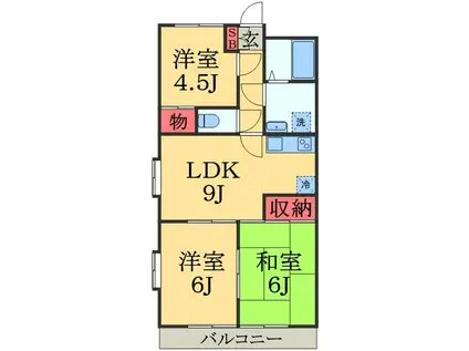 フィオーレ栗の葉(3LDK/2階)の間取り写真