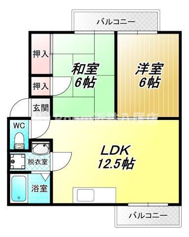 サニーハイツ(2LDK/2階)の間取り写真