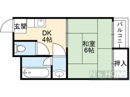 サンパークI(1DK/2階)の間取り写真