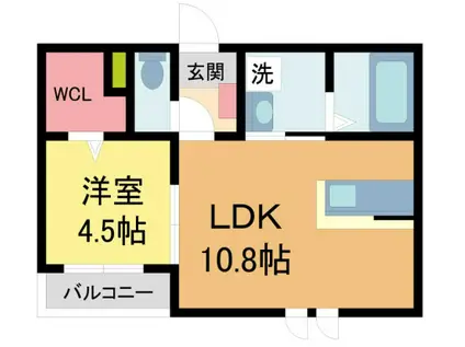 ヘーベルメゾン小松北町(1LDK/2階)の間取り写真