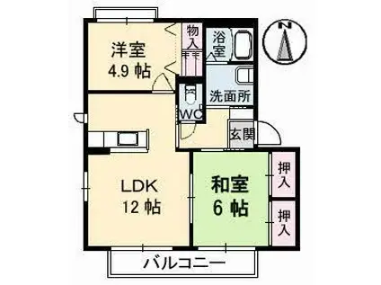 エアト ベール C棟(2LDK/2階)の間取り写真