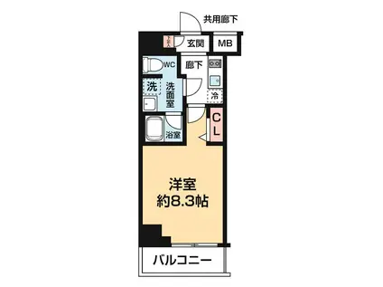 ARCOBALENO KANAMACHIII(1K/6階)の間取り写真