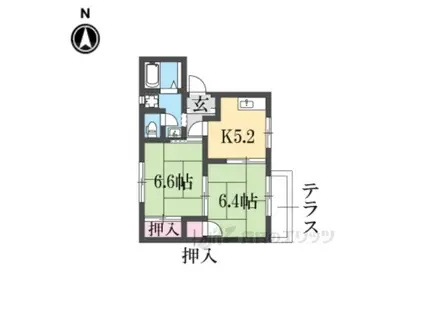 フレグランス山の辺(2K/2階)の間取り写真